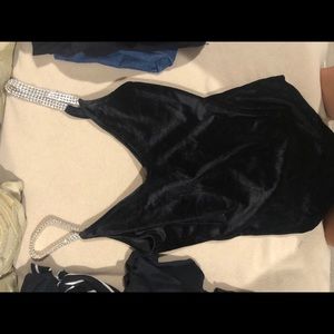 Black bodysuit with rhinestone straps Forever 21